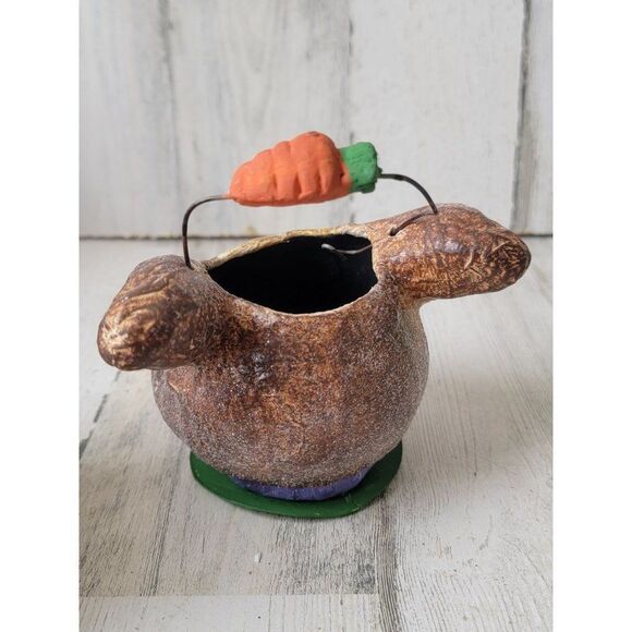 Dept 56 23867 Paper Mache bunny basket mini Easter figure - Picture 5 of 7